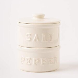 Mud Pie Salt & Pepper Cellar, Off-White, 6" X 3.5" dia