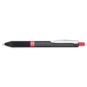 pentel k497b oh! gel retractable roller pen, 7mm, black barrel, red ink, dozen