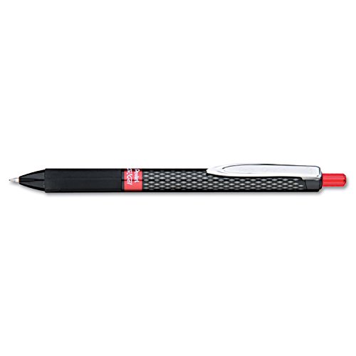 Pentel K497b Oh! Gel Retractable Roller Pen, 7Mm, Black Barrel, Red Ink, Dozen