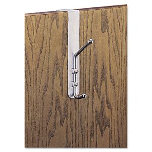 safco 4166 over-the-door double coat hook chrome-plated steel satin aluminum base