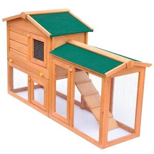 vidaxl 55" deluxe wooden chicken coop hen house rabbit wood hutch poultry cage habitat