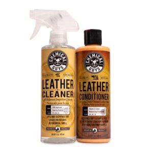 chemical guys spi_109_04 leather cleaner and conditioner complete leather care kit for use on car interiors, leather apparel, furniture, shoes, boots, bags & more (2 - 4 fl oz bottles)