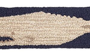 Chandler 4 Corners Artist-Designed Moby Dick Whale Hand-Hooked Wool Decorative Throw Pillow (8” x 24”) Marine Life Pillow for Couches & Beds - Easy Care & Low Maintenance - Nautical & Ocean Pillow