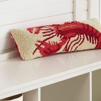 Chandler 4 Corners Artist-Designed Red Lobster Hand-Hooked Wool Decorative Throw Pillow (8” x 24”) Marine Life Pillow for Couches & Beds - Easy Care & Low Maintenance - Ocean & Coastal Home Décor