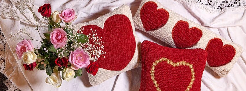 Chandler 4 Corners Artist-Designed Three Hearts Hand-Hooked Wool Decorative Throw Pillow (8” x 24”) Valentine's Day Pillow for Couches & Beds - Low Maintenance - Pillow for Anniversary & Weddings