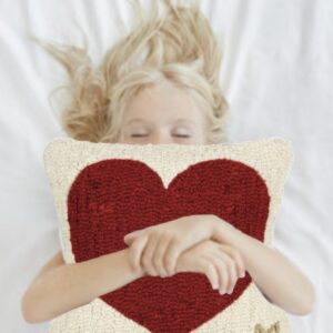 Chandler 4 Corners Artist-Designed Red Heart Hand-Hooked Wool Decorative Throw Pillow (14” x 14”) Valentine's Day Pillow for Couches & Beds - Low Maintenance - Pillow for Anniversary & Weddings