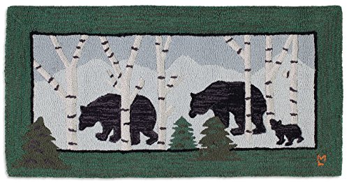 Chandler 4 Corners Artist-Designed Three Bears Hand-Hooked Wool Accent Rug (2' x 4') Wildlife Rug for Entryways, Hallways, Living Rooms - Easy Care & Low Maintenance - Bear & Wildlife Throw Rug