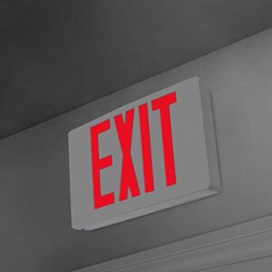 LFI Lights | Red Self Testing Exit Sign | All LED | White Thermoplastic Housing | Hardwired with Battery Backup | Optional Double Face and Knock Out Arrows Included | UL Listed | (1 Pack) | LED-R-W-ST