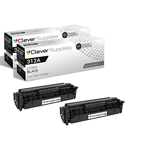 CS Compatible Toner Cartridge Replacement for HP 312A CF380A Black Color Laserjet PRO MFP M476 PRO MFP M476DN PRO M476 M476 M476DN M476DW M476NW 2 Set