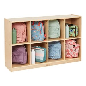 ECR4Kids 8-Compartment Mobile Backpack Storage Cabinet, Classroom Furniture, Natural