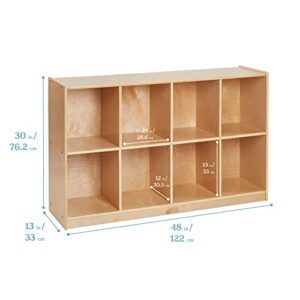 ECR4Kids 8-Compartment Mobile Backpack Storage Cabinet, Classroom Furniture, Natural
