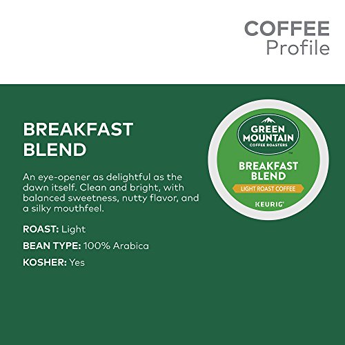 Green Mountain Coffee Keurig Single-Serve K-Cup Pods, Breakfast Blend Light Roast Coffee, 12 Count