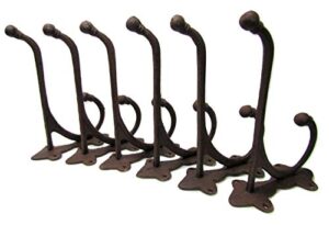 cast iron coat harness hooks hangers set of 6 large 9.5 x 4 inch rustic style