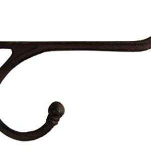 Cast Iron Coat Harness Hooks Hangers Set of 6 Large 9.5 x 4 Inch Rustic Style