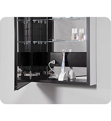 Robern PLM2040GRE Polished Edge, Classic Gray Interior, Electric ̶ Right Hinge PL Series 20" x 40" Flat Top Cabinet