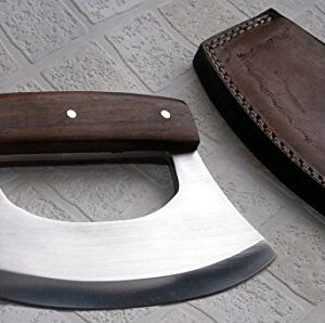 RK-TTC-110 Handmade 440C Stainless Steel Ulu kitchen Knife - Wood Handle