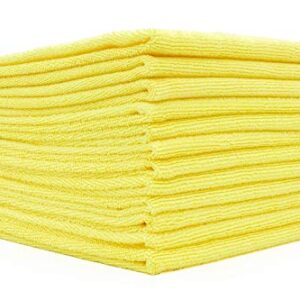 The Rag Company - All-Purpose Microfiber Terry Cleaning Towels - Commercial Grade, Highly Absorbent, Lint-Free, Streak-Free, Kitchens, Bathrooms, Offices, 300gsm, 14in x 14in, Yellow (12-Pack)