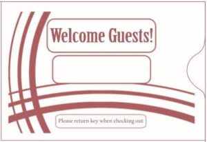 1000 cashier depot keycard envelope/sleeve" welcome guests" 2-3/8" x 3-1/2", burgundy, 1000 count