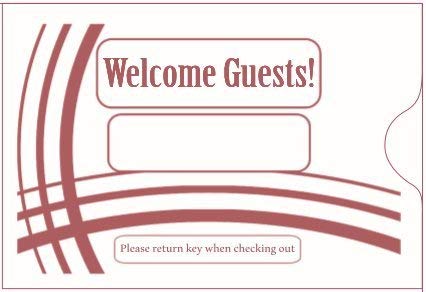 1000 Cashier Depot Keycard Envelope/Sleeve" Welcome Guests" 2-3/8" x 3-1/2", Burgundy, 1000 Count