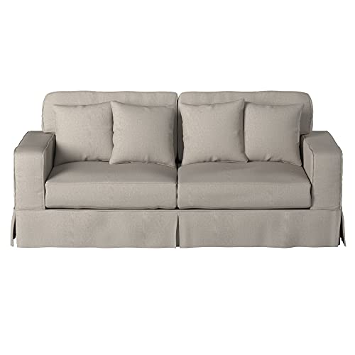 Sunset Trading Americana Slipcovered Sofa, 88", Light Gray