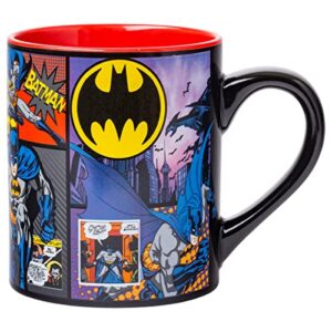 silver buffalo dc comics batman comic panel ceramic coffee mug, 14 ounces