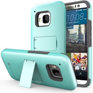 htc one (m9) case - vena [legacy] slim fit dual layer hybrid case with kickstand & screen protector for htc one m9 (2015) - teal & gray