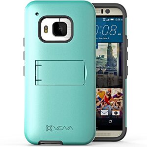 HTC One (M9) Case - VENA [Legacy] Slim Fit Dual Layer Hybrid Case with Kickstand & Screen Protector for HTC One M9 (2015) - Teal & Gray