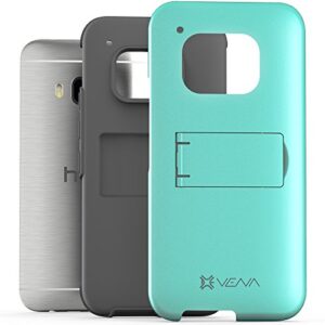 HTC One (M9) Case - VENA [Legacy] Slim Fit Dual Layer Hybrid Case with Kickstand & Screen Protector for HTC One M9 (2015) - Teal & Gray