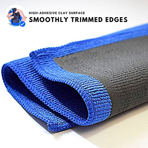 Clay Bar Towel Pack of 2 with 2 Gifted Gloves AutoCare Fine Grade Microfiber Clay Towel Auto Detailing Towel Clay Bar Alternative for Car Detailing-Blue
