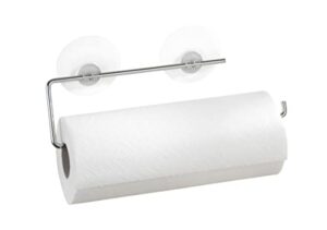 wenko paper towel holder wall mount in silver, under counter paper towel holder, papertowel holder, no drilling and no adhesives, easy to use, for kitchen and bath, 12x3 in