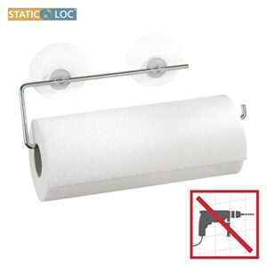 WENKO Paper Towel Holder Wall Mount in Silver, Under Counter Paper Towel Holder, Papertowel Holder, No Drilling and No Adhesives, Easy to Use, for Kitchen and Bath, 12x3 in