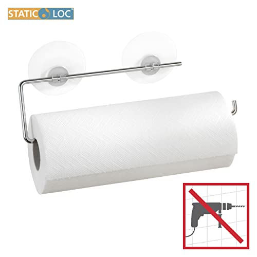 WENKO Paper Towel Holder Wall Mount in Silver, Under Counter Paper Towel Holder, Papertowel Holder, No Drilling and No Adhesives, Easy to Use, for Kitchen and Bath, 12x3 in