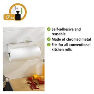 WENKO Paper Towel Holder Wall Mount in Silver, Under Counter Paper Towel Holder, Papertowel Holder, No Drilling and No Adhesives, Easy to Use, for Kitchen and Bath, 12x3 in