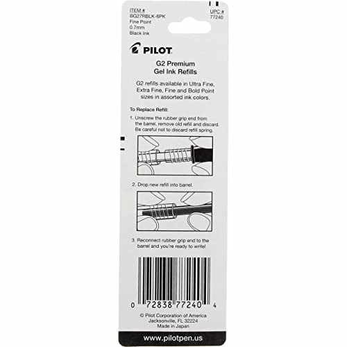 Refill for G2 Gel, Dr. Grip Gel/Ltd, ExecuGel G6, Q7, Fine Tip, Black, 2/Pack