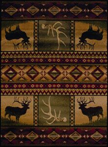 united weavers of america affinity collection hunter's dream rug - 1 ft. 10in. x 7ft. 2in., brown, decorative rug, lodge style, modern indoor rug