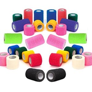 Prairie Horse Supply Vet Tape Bulk (Assorted Colors) (6 Pack) (3 Inches Wide) Vet Medical First Aid Tape Self Adhesive Adherent for Ankle Wrist Sprains and Swelling