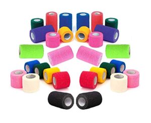 prairie horse supply vet wrap tape bulk (assorted colors) (6 pack) (4 inches wide) vet wrap medical first aid tape self adhesive adherent for ankle wrist sprains and swelling