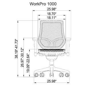 WORKPRO® 1000 Series Ergonomic Mesh/Mesh Mid-Back Task Chair, Black/Black, BIFMA Certified