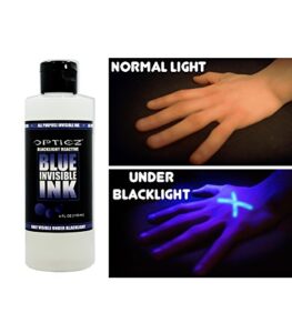opticz all purpose invisible blue uv blacklight reactive security ink (4 ounce bottle)
