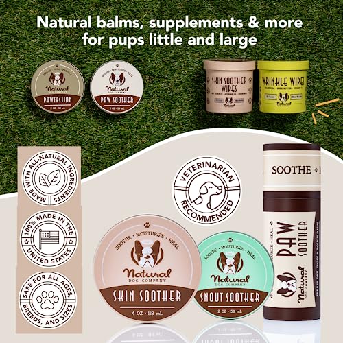 Natural Dog Company Paw Soother Balm, 2 oz. Stick, Dog Paw Cream and Lotion, Moisturizes & Soothes Irritated Paws & Elbows, Protects from Cracks & Wounds