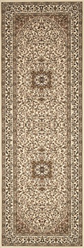 Traditional Oriental Cream Medallion Design 2' X 7'2" Runner Area Rug