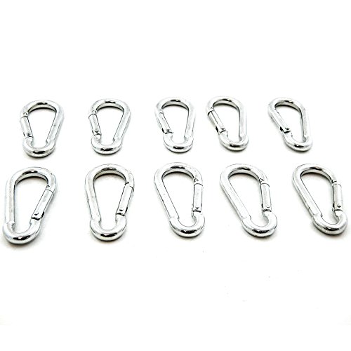 Red Hound Auto 10 Steel Spring Snap Quick Link Carabiner Hook Clips 2-3/8 Inches Length - Medium Duty 130 Pound - 7/32 Inches Thick