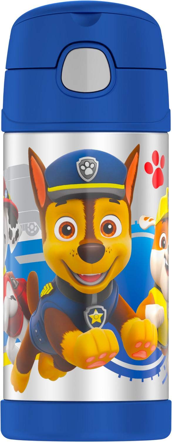 THERMOS FUNTAINER 12 Ounce Stainless Steel Vacuum Insulated Kids Straw Bottle, Paw Patrol