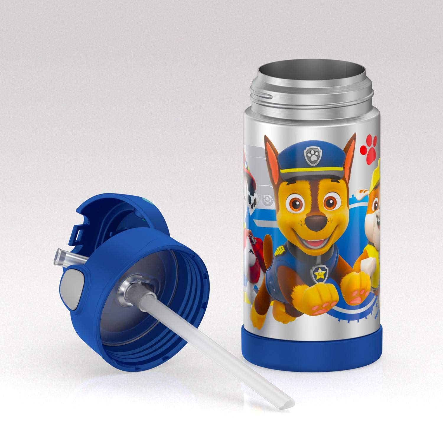 THERMOS FUNTAINER 12 Ounce Stainless Steel Vacuum Insulated Kids Straw Bottle, Paw Patrol