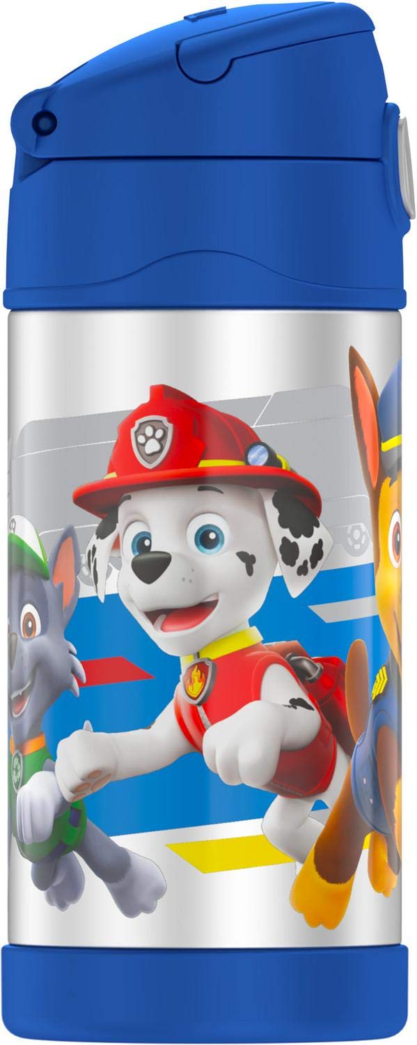 THERMOS FUNTAINER 12 Ounce Stainless Steel Vacuum Insulated Kids Straw Bottle, Paw Patrol