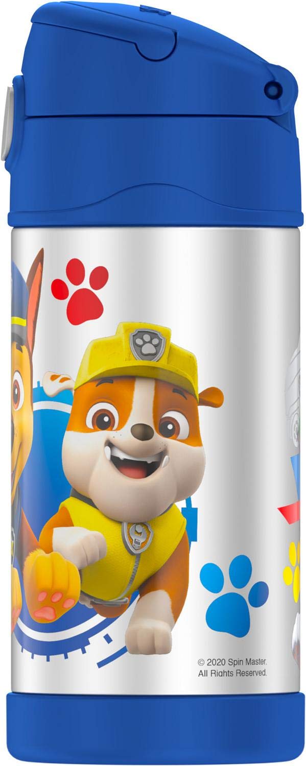 THERMOS FUNTAINER 12 Ounce Stainless Steel Vacuum Insulated Kids Straw Bottle, Paw Patrol