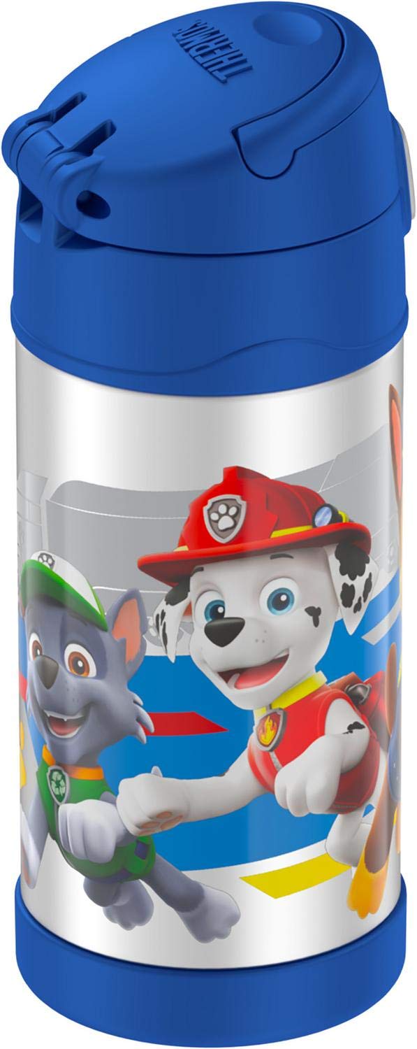 THERMOS FUNTAINER 12 Ounce Stainless Steel Vacuum Insulated Kids Straw Bottle, Paw Patrol