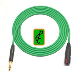 15 ft canare headphone extension cable green neutrik trs to locking female jack