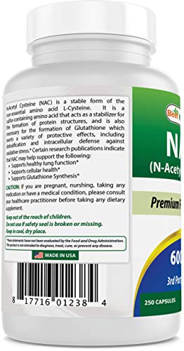 Best Naturals NAC N-Acetyl-Cysteine 600 mg 250 Capsules