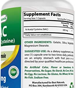 Best Naturals NAC N-Acetyl-Cysteine 600 mg 250 Capsules